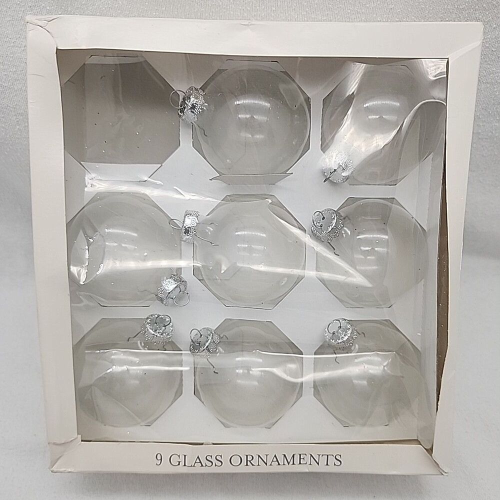 Ornament Clear Glass by TARGET Set Of 8 Made In USA 2002 2.5 Inch Seamless VTG